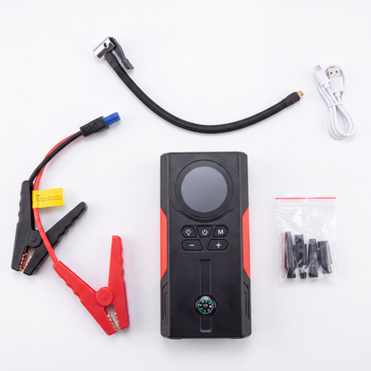 Arrancador 4 en 1: Batería, Aire, Luz y Power Bank en tu Baúl