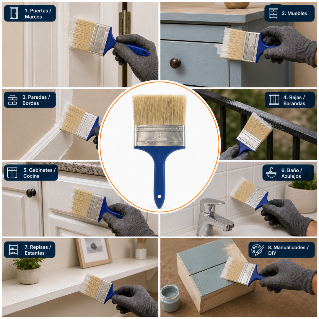 Brocha para Pintura de 3 Pulgadas – Cobertura Rápida para Paredes y Superficies