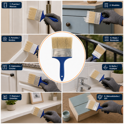 Brocha para Pintura de 3 Pulgadas – Cobertura Rápida para Paredes y Superficies