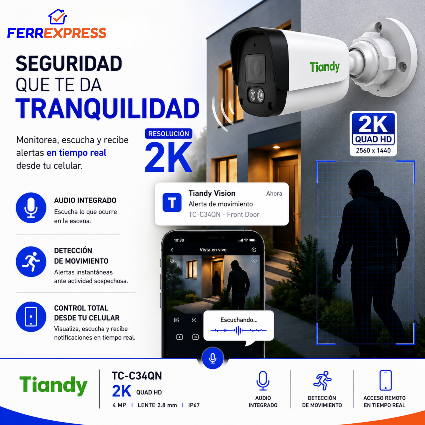 Cámara de Seguridad 4MP Alta Definición — Exterior Metálica Antivandálica