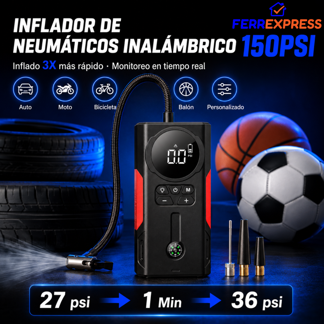 Arrancador 4 en 1: Batería, Aire, Luz y Power Bank en tu Baúl