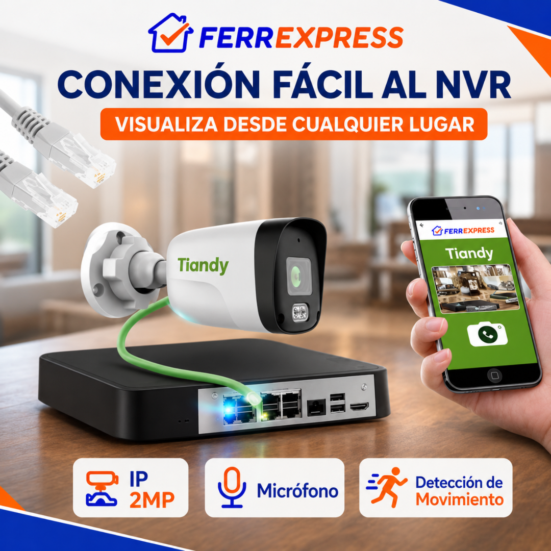 Cámara de Seguridad 2MP Exterior con Visión Nocturna — Resistente a la Lluvia