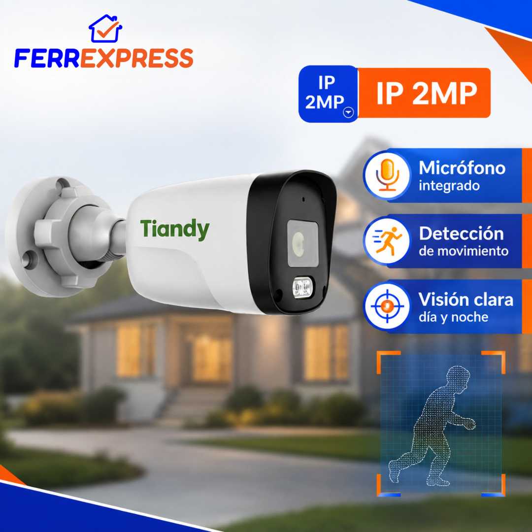 Cámara de Seguridad 2MP Exterior con Visión Nocturna — Resistente a la Lluvia