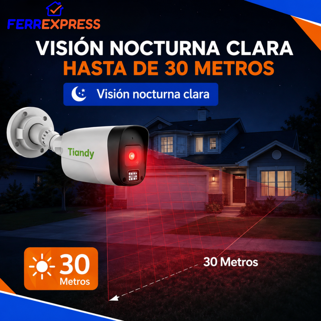 Cámara de Seguridad 2MP Exterior con Visión Nocturna — Resistente a la Lluvia