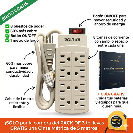VOLTECH - Extensión Eléctrica Premium Protectora de Baterías